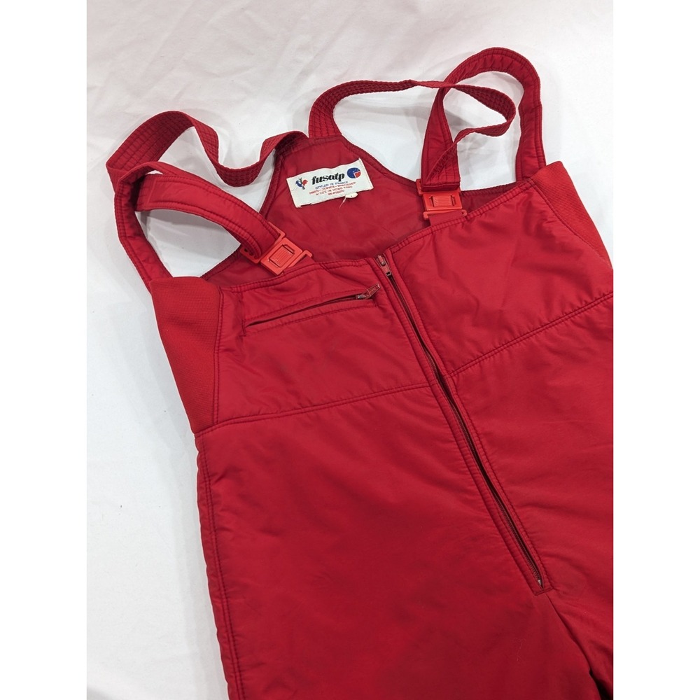 Fusalp Vintage Retro Snow Bibs‎ Ski Snowboard Overalls Red Unisex Large  Vtg